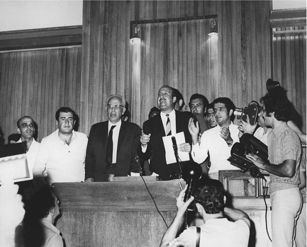 Deputy Speaker Michel Sassin declaring Suleiman Frangieh (The Grandfather) President in 1970